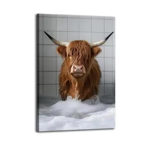 Highland Cow Canvas Aesthetic For The Bedroom Wall Sitting Room Dormitory Wall Office Wall Poster Decorative Painting Canvas Wall