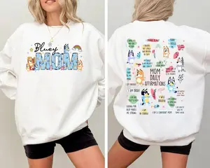 Mom Bluey Sweatshirt, Chilli Heeler Sweatshirt, Mom Bluey Sweatshirt Casual Cotton