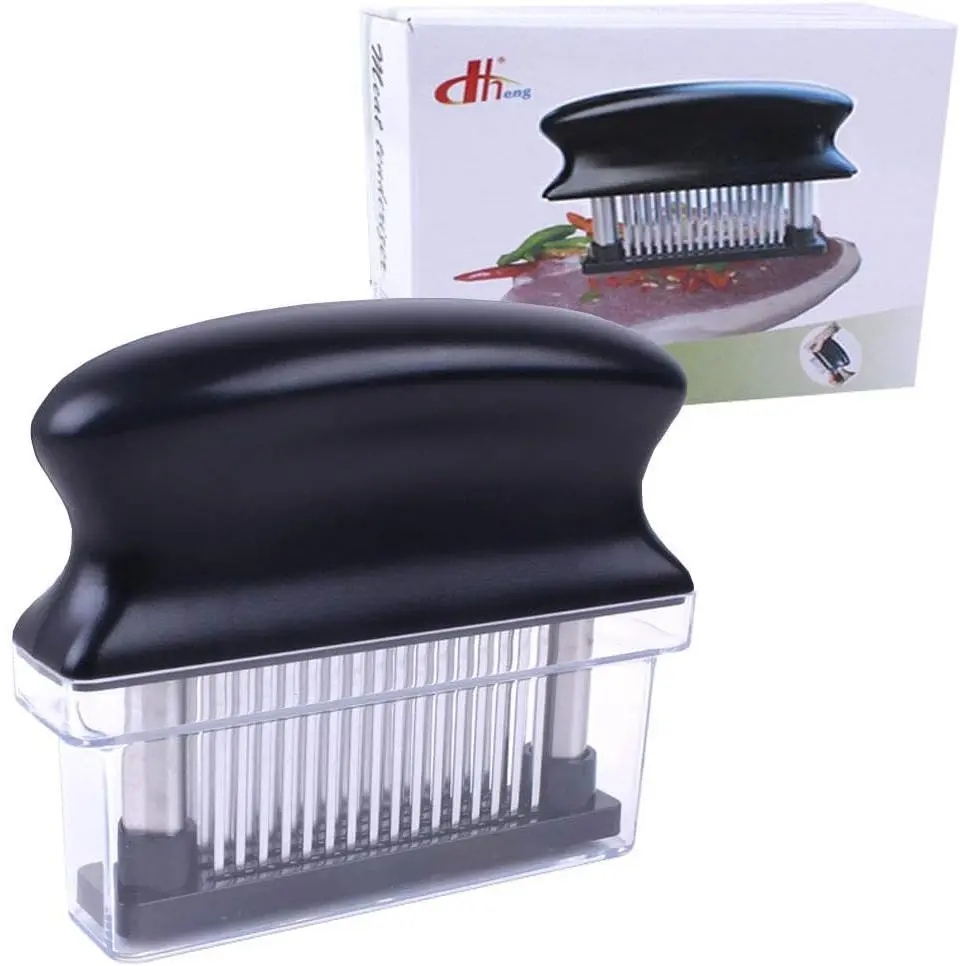 48-Stainless Steel Ultra-Sharp Needle Blades Heavy-Duty Kitchen Meat Tenderizer Machine for Tenderizing Beef, Chicken, Fish