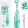 Papablic Toddler Sonic Electric Toothbrush Set (1-3Y), Kids Electric Toothbrush with LED Light, Smart Timer, Dino Cover, 2 Brush Heads, Gentle Clean, Baby Toothbrush Set, Travel Oral Care Kit, Toddler Gifts, Christmas Gifts, #TikTokShopFallDealsForYou