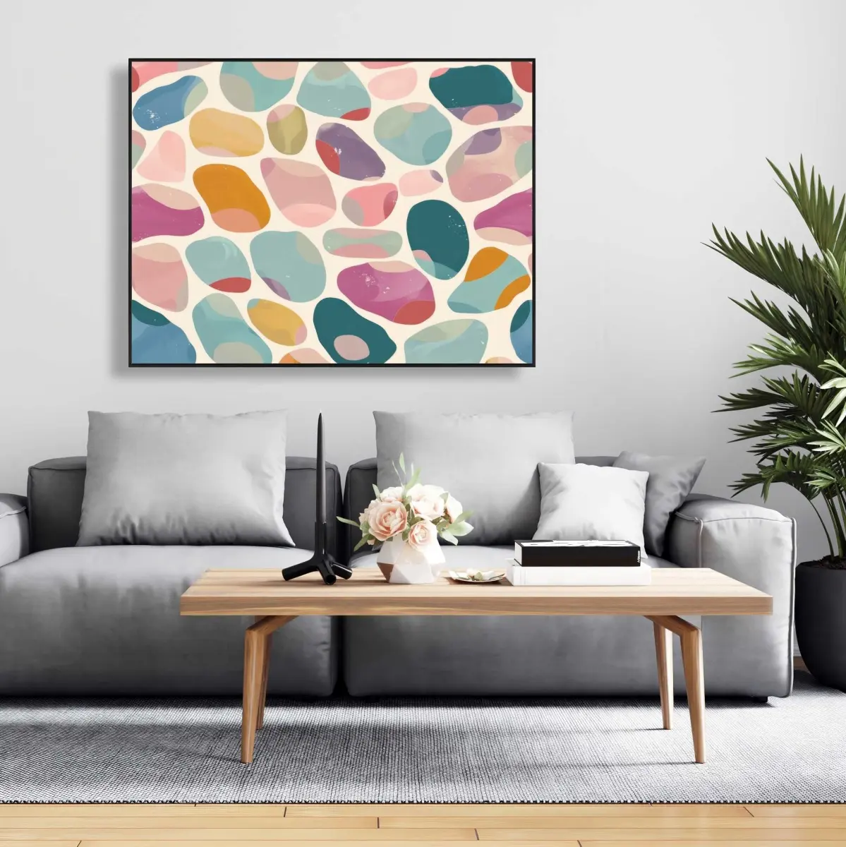Conscious Sales C1FC3648PPB64Z 36 x 48 in. Dots & Bops - Turquoise Framed Canvas for Home Decor