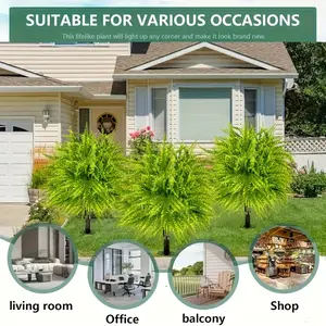 3 pieces of artificial Boston fern-like ground plants, UV-resistant simulated Persian grass shrubs, suitable for indoor/outdoor decoration in summer and autumn, for homes, hotels, gardens, weddings and vacation scenes, outdoor simulated plants
