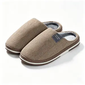Men's & Women's Memory Foam Slippers - Soft Plush Knitted Cotton Indoor Outdoor House Shoes with Non-Slip Sole, Machine Washable, Warm Comfort for Home, Bedroom, Patio Use