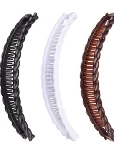 1 Pair Black Color Twist Wave Toothed Non-Slip Hairpin Comb Simple and Convenient Vertical Clip Side Clip Lentil Clip Girl's Hair Fork Hair Accessories Headdress