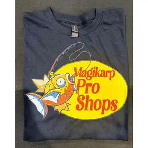 Magikarp Pro Shops T-Shirt – Funny Anime Fishing Tee, Magikarp to Gyarados Parody Shirt, Japanese Anime Inspired Graphic Tee for Fans