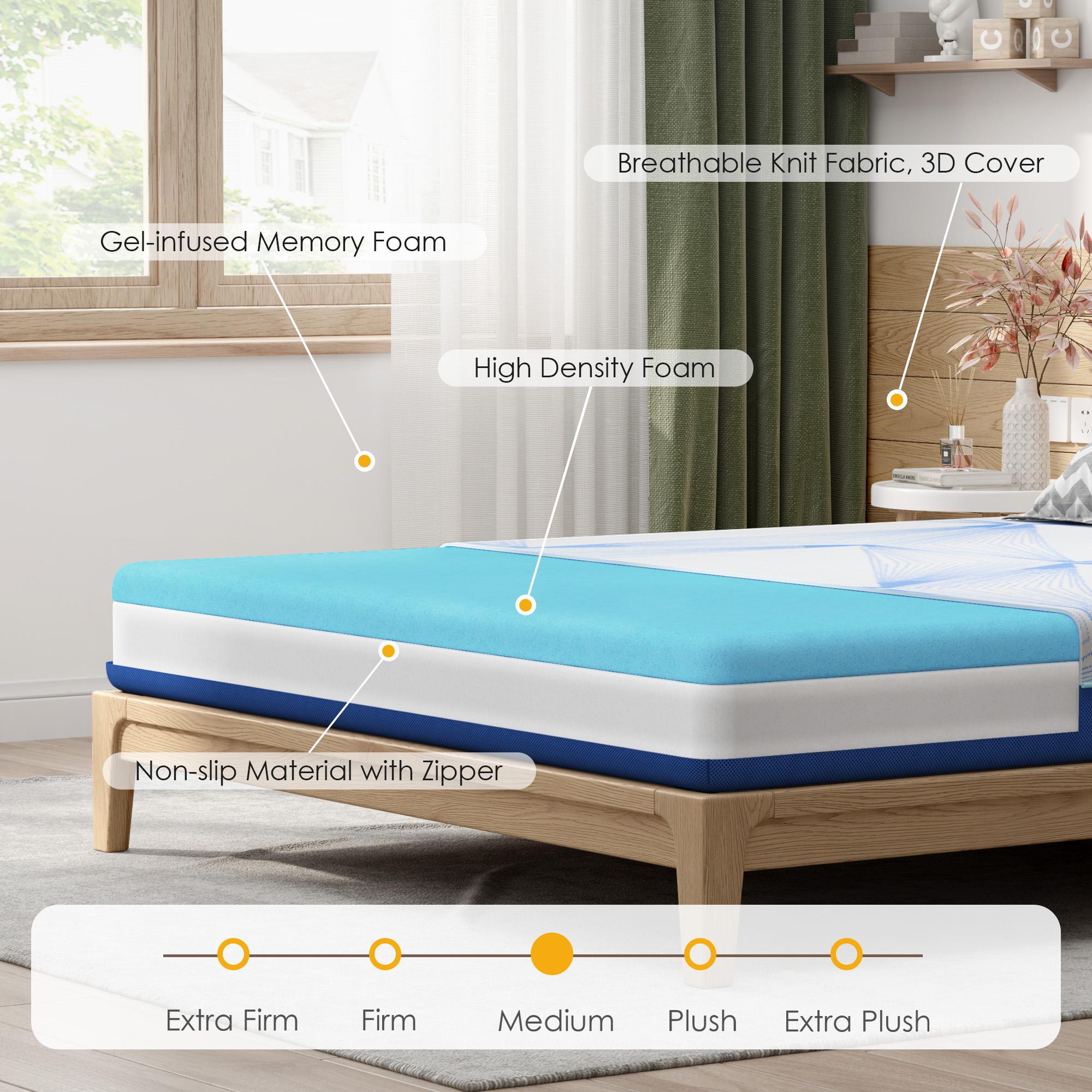 Twin/Full Size Mattress,6/8 Inch Memory Foam Mattress, Fiberglass Free, Medium Feel, Breathable Cooling Layers, Certified Safe Materials
