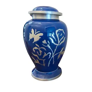 Rose & Butterfly Engraved Urn (Blue)