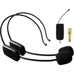 Wireless Microphone System For 2 People, 2.4G Dual Wireless Headset Mics Ideal For Speakers,Voice Amplifier,PA System,Teacher,Tour Guides,Fitness Instructor