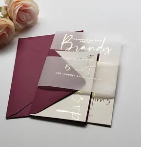 ::SAMPLE:: Foil and Vellum invitation set with envelopes; rsvp and additional card