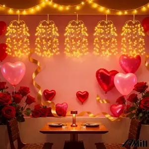 3-in-1 Valentine'S Day Starburst Light | Hanging Firework Light, Bedroom Fairy Light, Suitable for Indoor/Outdoor Christmas Decoration, Perfect for Eaves, Stairs, Living Room, and Patio Decoration