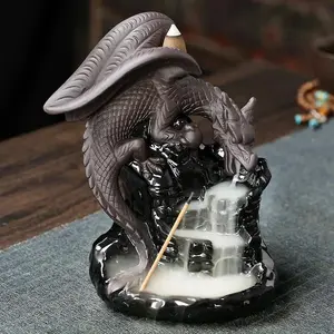 Creative Dragon Design Incense Burner, Backflow Incense Burner, Ceramic Incense Holder, Home Decor Incense Burner, Desktop Ornament for Living Room Bedroom, Perfume