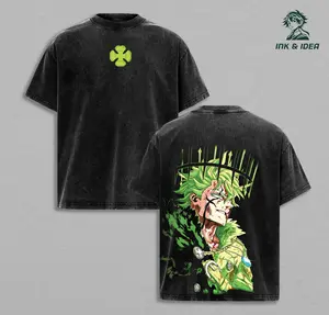 Yuno Grinberryall Black Clover anime t-shirt, wind magic prodigy design, vintage washed oversized streetwear, heavyweight cotton unisex tee, dark fantasy manga style, anime fan gift