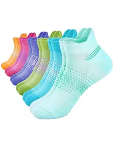 6 Pairs Women's Ankle Compression Socks, Ear Loop Design Running Socks, Cushioned Low Top Sports Socks, Athletic Socks, Outdoor Fitness Training Marathon Socks