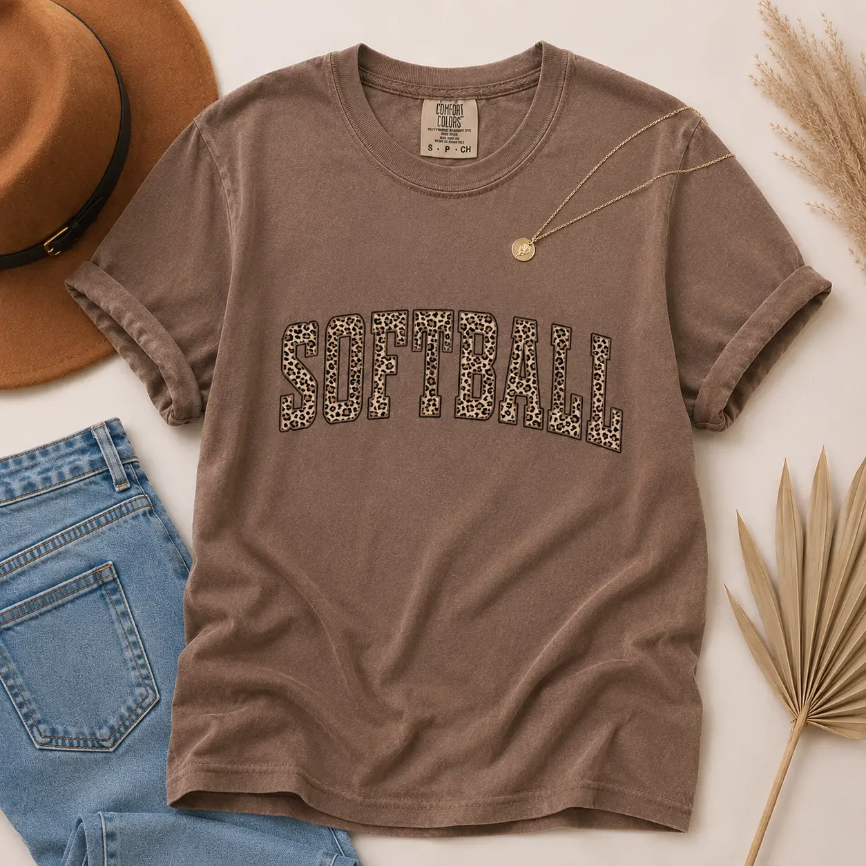Comfort Colors Leopard Softball Shirt, Softball Shirt, Sport Shirts, Softball Gifts, Sports Tshirt, Tshirts For Softball Lover Casual Top
