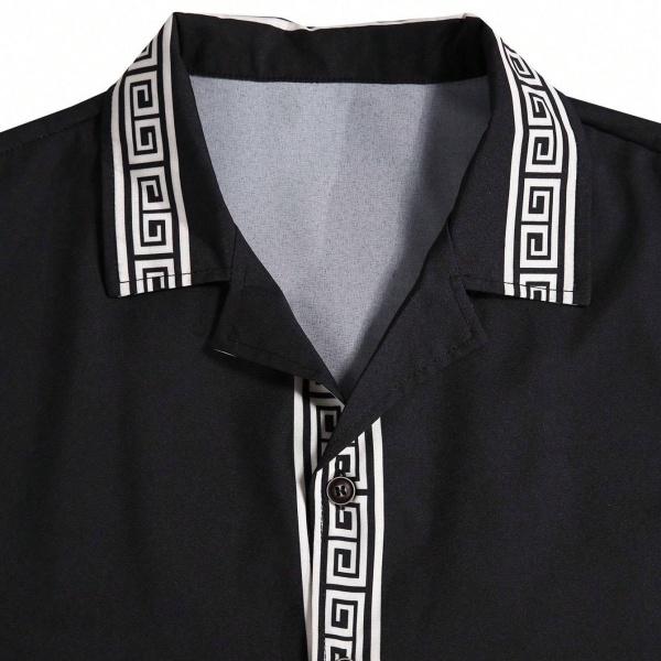 Men's All Black Outfit Set Short Sleeve Button Down Shirt with Matching Shorts Modern Minimalist Streetwear for Urban Style