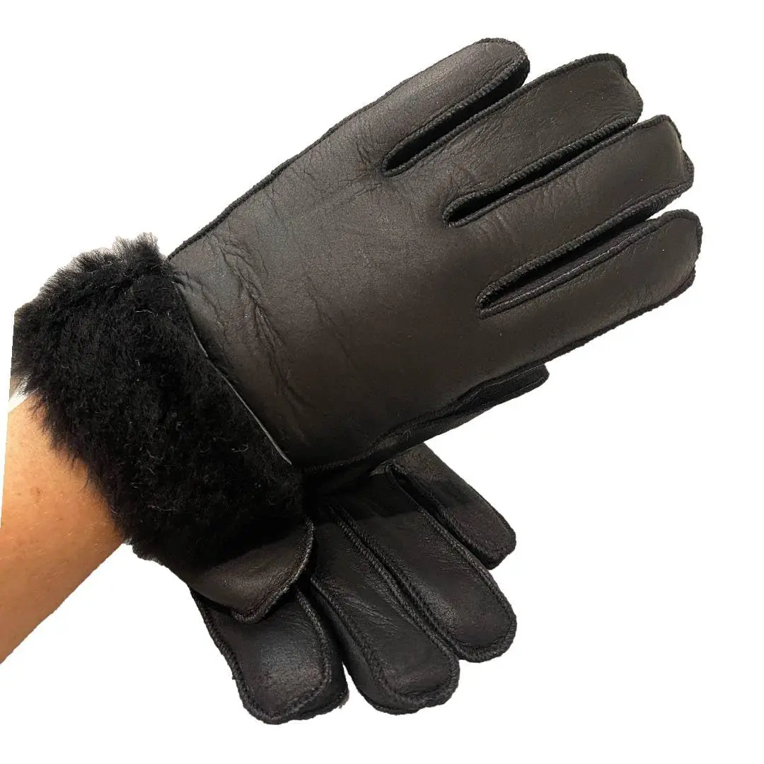 Sheepskin Shearling Leather Winter Warm Clothes Accessories Gloves, S-2XL Sizes
