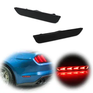 2pc Smoked Lens Red LED Rear Side Marker Lamps Lights For 2010 2011 2012 2013 2014 Ford Mustang, Replace OEM# AR3Z-15A201-D
