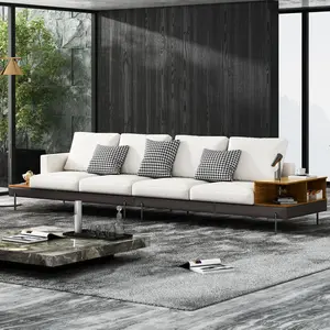 Luxury Sofa Fabric Sofain Living Room Left & Right Interchangeable Four Seat Cotton Upholstered Eco Friendly Modern Style Off White Casual Art Deco Design