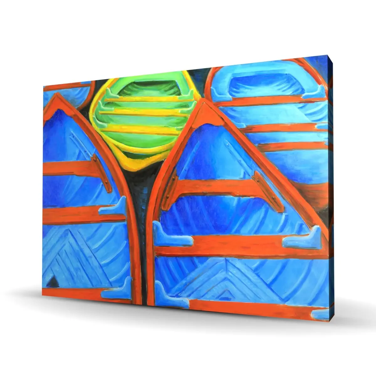 212 MAIN Artistic Colorful Canoes Wall Print - 36x48 in. High Def Boat-Themed Canvas Art, Nature Adventure Home Decoration, Ideal Gift for Home Decor Enthusiasts