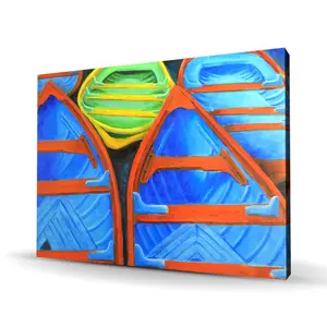 Begin Home Decor C1RC3648CQHKR3 36 x 48 in. Colorful Canoes - Boat Transportation Canvas for Home Decor