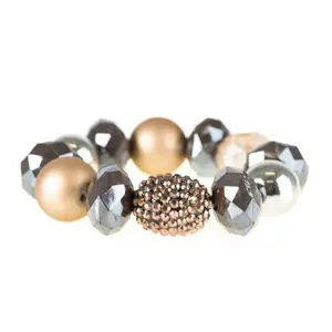All Cozied Up Brown Copper Bracelet with Elegant Faceted Beads and Pearl Accents for Stylish Accessory