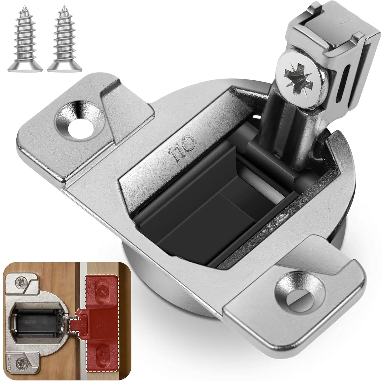 8-Pack Screw-On & Bolt-On Surface Mount Door Hinges, Blum 30.310 & Compact 31/33 Model Replacement, 110 & 120 Degree Quick Closing, 33.3600 Spec, Includes Wood Screws (Mounting Plate Not Included)