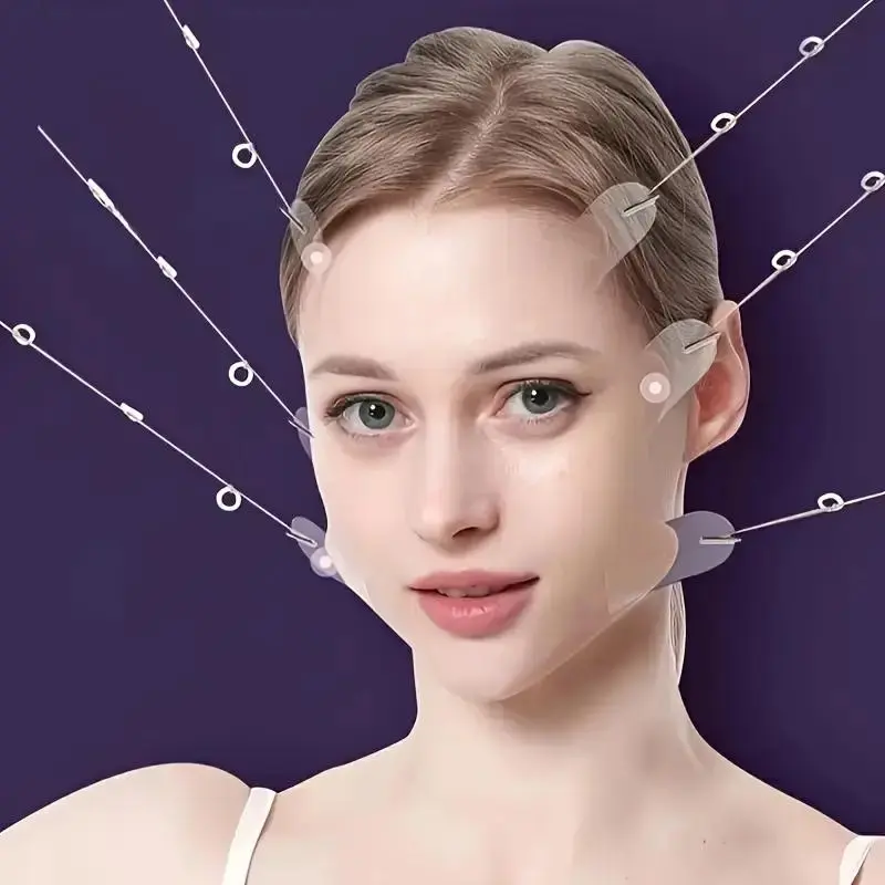 20 Pieces Ultra Thin Invisible Face Lifting Tape with 8 Lifting Strings, Face Lifting Kit, Hide Wrinkles and Sagging Skin for a Youthful Appearance