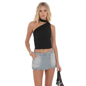 Denim Wrap Skort in Faded Blue
