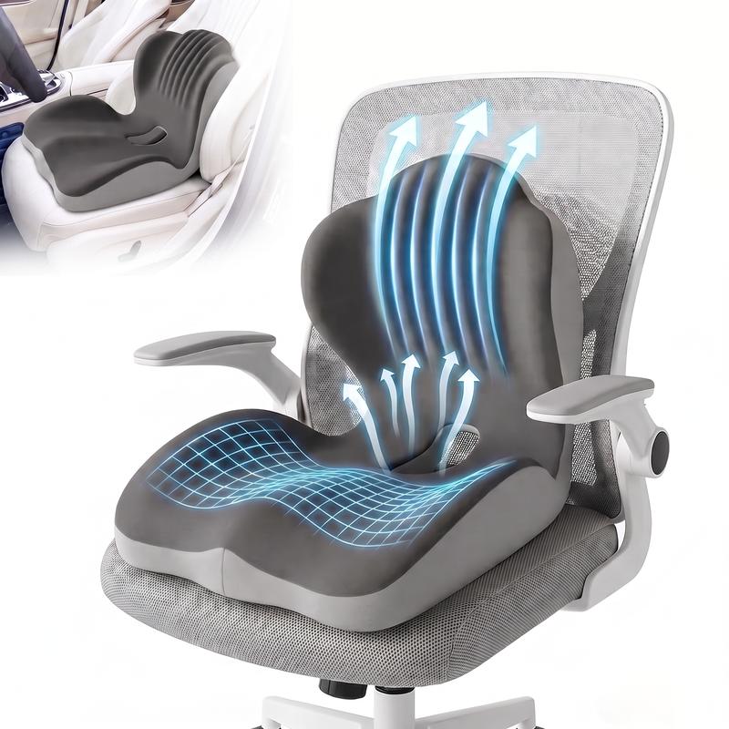 Ergonomic Memory Foam Seat Cushion with Lumbar & Back Support, Relieves Back Pain, Reduces Pressure, Ideal for Office Chairs, Stools, and Car Seats, Perfect Gift for Parents & Friends,reduces pressure,Seat cushion for car seat
