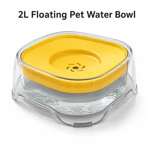 Anti Spill Dog Water Bowl, 2L Large CapacityFloating Pet Bowl, No Wet Mouth Slow Feeder,Non-Slip Splash-Proof Water Dispenser forDogs and Cats