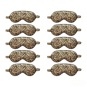 10 Pcs Leopard Print Eye Masks, Silk Sleep Eye Mask, Travel Light Blocking Eye Cover, Daily Use, Mother's Day, Christmas Gift