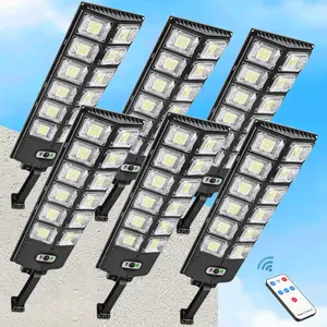 New Populaarity Solar Street Light Outdoor, 20000LM 6500K Waterproof Motion Sensor LED Solar Powered Flood Light with Remote Control, Dusk to Dawn Commercial Area Lighting for Outside Parking Lot