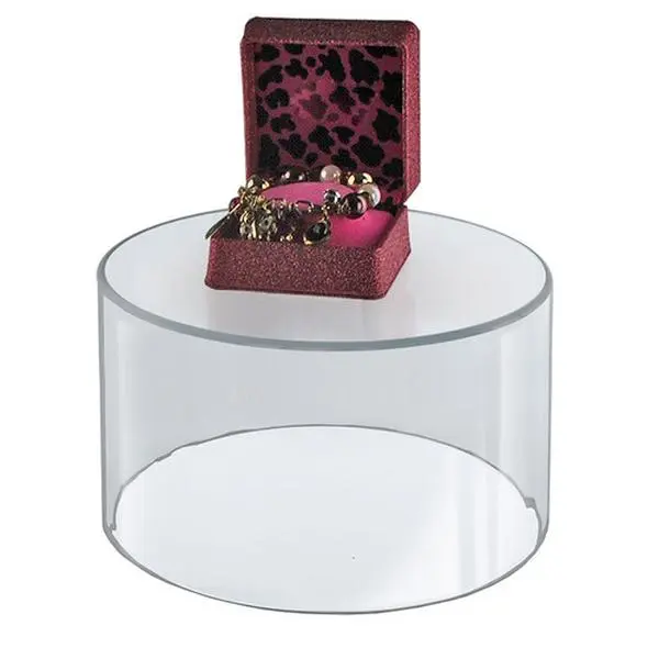 Azar Displays Acrylic Cylinder, Plastic Round Container and Riser, 10"W x 8"H, Clear