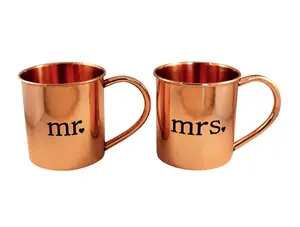 100% Pure Hammered Copper Mug - Mr. and Mrs. Mugs Copper Mugs - set of 2 For Moscow Mules, Cocktails, Or Your Favorite Beverage - Keeps Drinks Colder, Longer