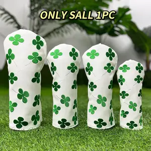 Lucky Clover Pattern Golf Club Head Cover, Driver Headcover & Wood Fairway Head Covers, Golf Club Head Cover for Most Brands, Golf Accessory