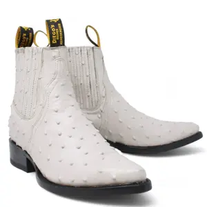 Botines de Avestruz Grabado Horma Puntal Hueso