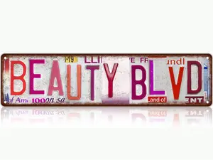 Vintage Metal Pink Aluminium Wall Decor Street Sign, 16x4 in Indoor Home Decoration Plaque, Metal Room Decor for Home Bar, Ideal Gift for Women,summervibes