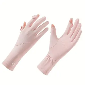 Women's Ultra-Thin Ice Surface Full-Finger Gloves, Breathable Outdoor Sports, Extended Wrist, Light /// Optional