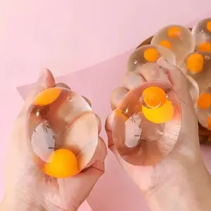 Novelty Double Yolk Egg Squeeze Toy - Transparent Jelly Egg Squishy, Soft Decompression Fidget for Kids & Adults