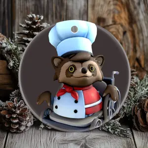 Christmas Ornaments Crazy Raccoon Brawl Stars Overcooked Raccoon Birthday New Year Decor Tree Circle Gift For Friends Holiday