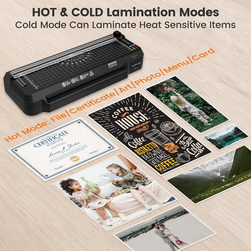 4 in 1 Laminator Machine 9-inch Laminating Machine,2-Min Preheat,Thermal Cold Laminator with Laminating Sheets 20 count,Built-in Paper ,Corner Rounder,Lamination for  School
