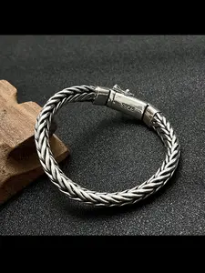 New Smooth Braided Rope Link Bracelet for Men, Unique Fashion Handmade Vintage Chain, Simple Gift, Stylish Accessory for Everyday Wear