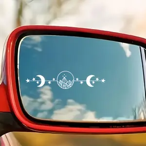 2PCS Moon and Star Aesthetic Car Rearview Mirror Stickers Personalized Decorative Stickers, Suitable for Car Rearview Mirrors, Water Cups, Mirrors