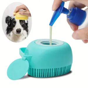 Silicone Pet Bath Sponge, Soft Silicone Sponge for Bath, Shampoo Dispenser Soap Brush, Rubber Bristle Material, for Dog Wash, Puppy, Cat, Pet Kitten