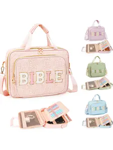 Women's Elegant Bible Cover, Large Bible Bag with Shoulder Strap, Bible Book Cover Church Bag Carrying Case with Shoulder Strap and Detachable Pen Slots