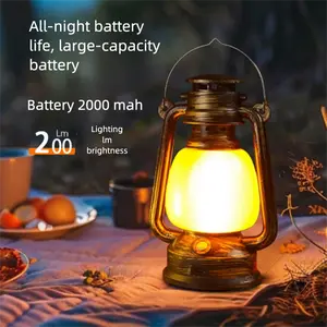 Vintage LED Rechargeable Camping Lantern Retro Tent Light for Outdoor & Night Use