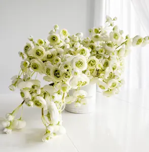 10" Artificial Mini Ranunculus bundle in White Green, Faux Spring Flowers, DIY Centerpiece |Florals |Wedding| Home Decorations |Gifts For Her