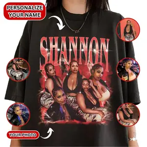 Custom Bootleg Rap T-Shirt, Custom Face Shirt With Name, Graphic Tee, Vintage Tee Style, Personalize, Gift For Him, For Her Cotton Top Womenswear Apparel, Summer Streetwear Tshirt