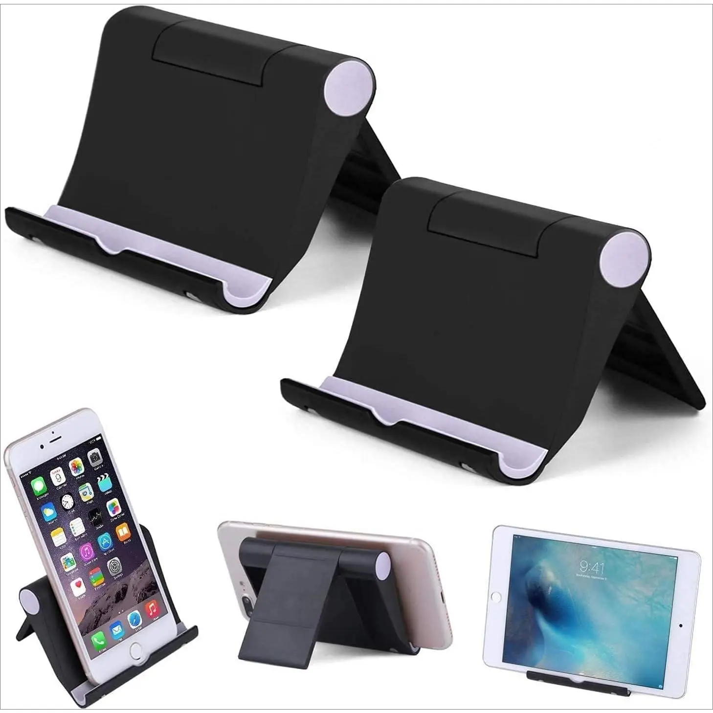 X-CPS05  Cell Phone Stand Multi-Angle,【2 Pack】 Tablet Stand Universal Smartphones for Holder Tablets(6-11"), e-Reader, Compatible Phone XS/XR/8/8 Plus/7/7 Plus, Galaxy S8/S7/Note 8, Air, Mini, Pixel 2(Black)