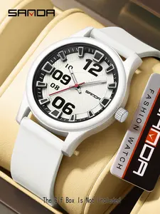 Sanda Minimalist Casual Quartz Watch, Analog Resin Case, Button Cell Battery, Fashion Outdoor Wristwatch for Students, All Seasons